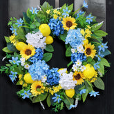 Bloeien 24in spring summer wreath on front door, bright and welcoming for curb appeal