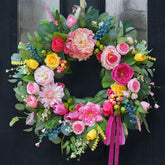 Bloeien 24-inch spring wreath on front door for welcoming curb appeal