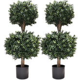 BLONYUVC boxwood double-ball topiary assembly adds lush, low-maintenance greenery to porches and patios.