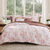 Bloomhaven queen comforter set delphine floral closeup adds a dreamy focal point.