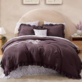 BLOOMHAVEN queen comforter set with ruffle edge enhances texture and coziness