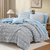 BLOOMHAVEN queen comforter set wildflowers puff texture adds cozy visual balance.