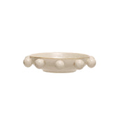 Bloomingville 9.75-inch stoneware bowl with orbs and reactive glaze, cream color, decorative centerpiece