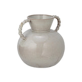 Bloomingville stoneware vase with twisted handles in cream for elegant centerpieces.