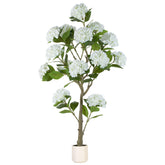 BLOSMON White Hydrangea tree on front porch adds effortless curb appeal.