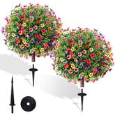 Bloyapix 27.5-inch topiary ball with ground spike for easy outdoor installation.