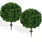 Bloyapix boxwood topiary ball tree 27.5 in with ground spike for year-round porch decor.