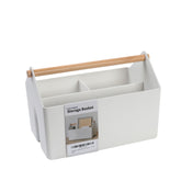 BLUE GINKGO medium storage basket with wooden handle for easy transport in office or home.