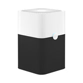 Blueair 211+ front view in a modern room, compact design for large spaces.