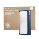 Blueair Classic 400 DualProtection filter shows coconut carbon layer for odor control