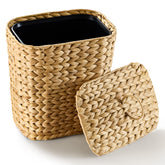 Bluewest 2.6-gallon wicker trash can with lid, space-saving bathroom essential.
