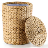 BLUEWEST 3-gallon wicker trash can with lid for small spaces and odor control
