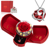 BNWXOY preserved rose necklace with pulsating heart pendant for romantic gifting