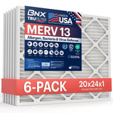 BNX TruFilter 20x24x1 front view shows a sturdy one-piece frame for efficient filtration.
