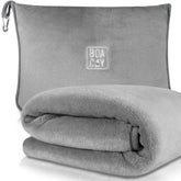 BOACAY soft warm travel blanket in airplane setting provides cozy comfort on long flights.