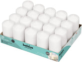 Bolsius 20 white pillar candles for dinner-light ambiance and elegance