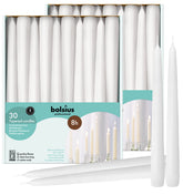 Bolsius 60 count white taper candles ready for elegant dining and events.