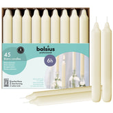 Bolsius Ivory 45-pack candles arranged for elegant dining and clean, dripless burn.