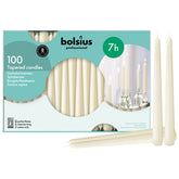 Bolsius Ivory Taper Candles pack with smooth flame for elegant table ambiance.