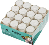 Bolsius unscented tea light in a clear cup delivering warm ambient light for gatherings