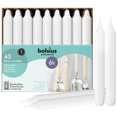 Bolsius white dinner candles 7-inch 45-count for refined ambience and clean burn