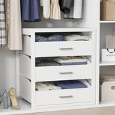 BOLUO closet drawers front view showing three fabric storage bins for organization
