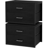 BOLUO stackable drawers in black organize closets and save floor space.