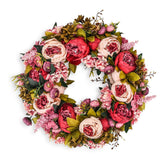 BOMAROLAN artificial peony wreath full circle adds year-round curb appeal for your front door.