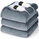 BOMOVA heated blanket queen size folded for easy storage and quick warmth