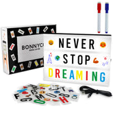 BONNYCO Cinema Light Box displays letters and emojis for personalized messages.