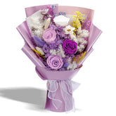 Bonsion preserved flowers bouquet in light purple for long-lasting home decor.
