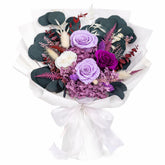 Bonsion preserved flowers purple rose bouquet, ready for delivery and gifting.