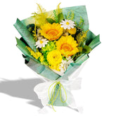Bonsion preserved flowers yellow gift bouquet close-up for durable home decor