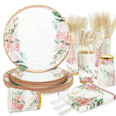 Boosolo floral party plates 9-inch for bridal showers and elegant celebrations.