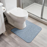 Bosap U-shaped blue toilet rug in 20x24 for smooth door clearance.