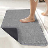 Bosap ultra-thin bath mat under door shows seamless fit