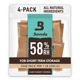 Boveda 58% two-way humidity pack inside a storage container for freshness