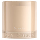 Boy Smells So Vanilla candle in glass tumbler with almond blossom aroma for cozy spaces