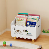 BPMFDTNL wood kids bookshelf with a low profile, easy reach for independent book access.