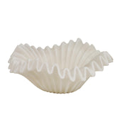 Braxio white decorative bowl with ruffle centerpiece enhances stylish tables.