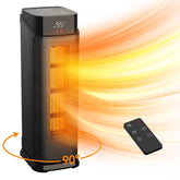 BREEZOME space heater front view shows compact ceramic tower ideal for small rooms.