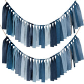 Breling denim banner flag set creates a chic blue backdrop for photos