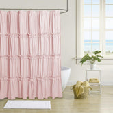 BRHF Farmhouse Ruffle Shower Curtain hands-ruched-detail enhances privacy and elegance