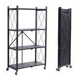 BRIAN & DANY 4-tier foldable shelves with wheels in action for easy mobility