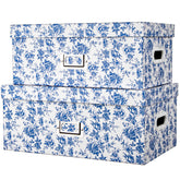 Briful blue floral porcelain-style storage box with lid for stylish organization.