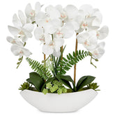 Briful 18in white silk orchid centerpiece for stylish spaces.