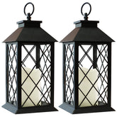 Bright Zeal vintage candle lantern with black textured body for elegant indoor or outdoor display.