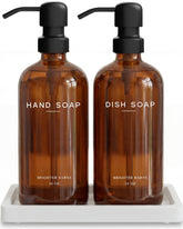Brighter Barns amber glass dispenser bottle ready for hand or dish soap.