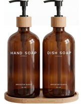 Brighter Barns amber glass hand dispenser for a stylish sink setup