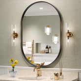 Brightify black oval mirror 20x30 front view with matte finish